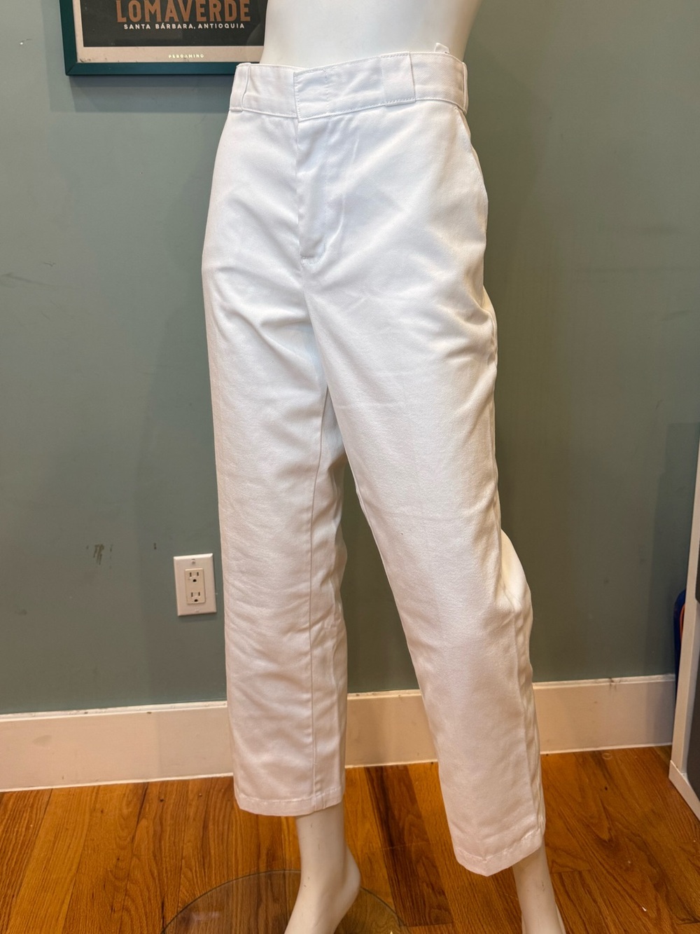 Dickies Women's White Crop Straight-Leg Chinos